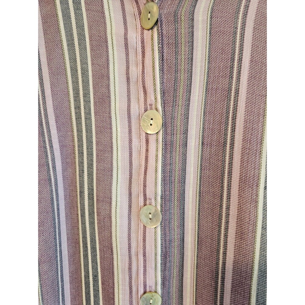 Catherines summer  Top 14-16W  Multicolor 3/4 Sleeve Rayon blend Wine stripe - Picture 2 of 4